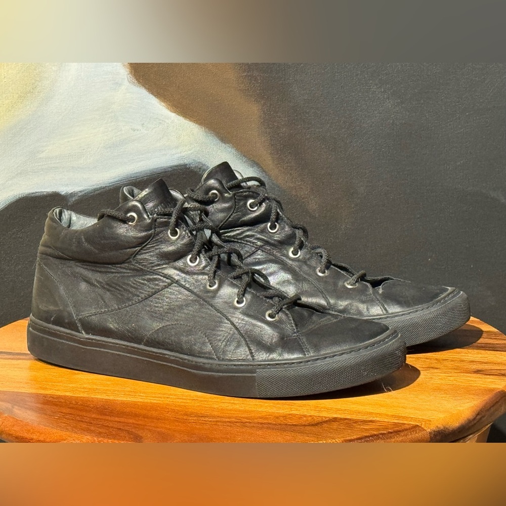 RAF SIMMONS Black Leather Lace-Up Sneakers 11